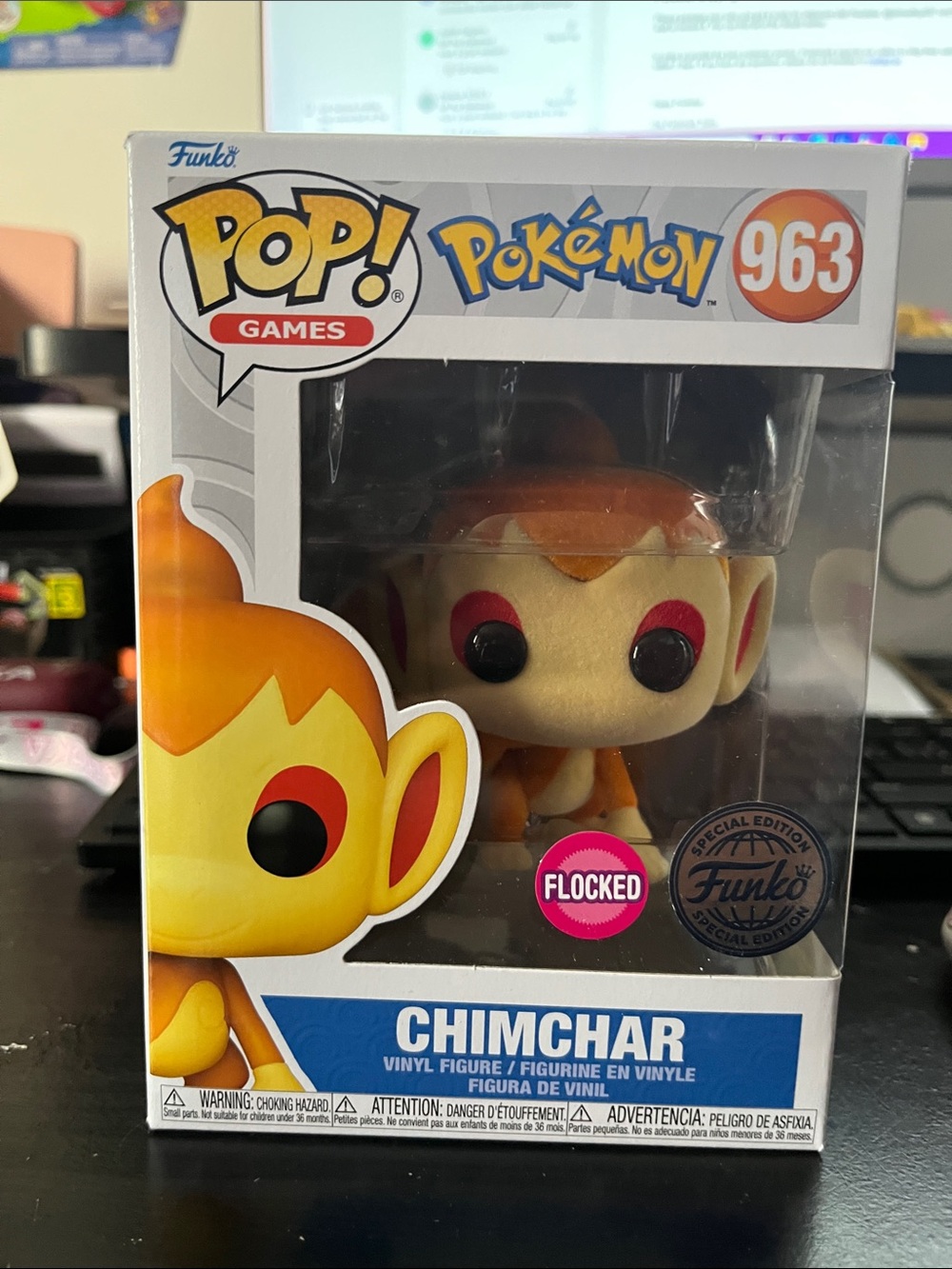 Funko Chimchar Flocked Vinyl Figure - Orange, Cream, Red